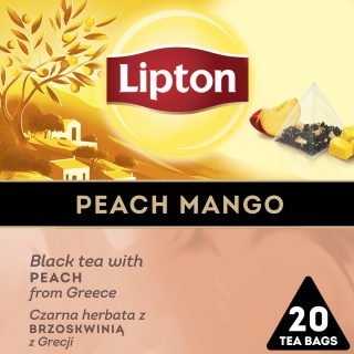 Herbata LIPTON, piramidki, czarna, brzoskwinia z mango, 20 torebek, Herbaty, Artykuły spożywcze