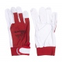 Work Gloves DONAU SAFETY, goat leather on palm side, velcro, size 7/S, white-red