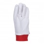 Work Gloves DONAU SAFETY, goat leather on palm side, velcro, size 7/S, white-red