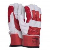 Work Gloves DONAU SAFETY, split cowhide, size 10.5/XL, grey-red