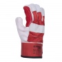 Work Gloves DONAU SAFETY, split cowhide, size 10.5/XL, grey-red