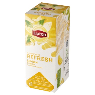 Herbata LIPTON Refresh, czarna, cytrynowa, 25 torebek, Herbaty, Artykuły spożywcze