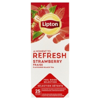 Herbata LIPTON Refresh, czarna, truskawkowa, 25 torebek, Herbaty, Artykuły spożywcze