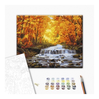 Paint by numbers BRUSHME, 40x50 cm, waterfall in autumn gilding, 1 pcs.