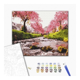 Paint by numbers BRUSHME, 40x50 cm, the river near the sakura, 1 pcs.