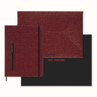 Collector's set MOLESKINE Shine, envelope + fountain pen Kaweco + undated planner, metallic red