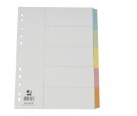 Dividers Q-CONNECT, cardboard, A4, 223x297mm, 5pcs, mix colors