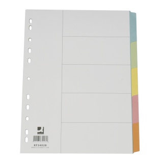 Dividers Q-CONNECT, cardboard, A4, 223x297mm, 5pcs, mix colors