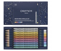 Kredki CARAN D'ACHE Cosmic Blue, w pudełku, 20 szt., mix koloró metalicznych