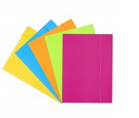 Teczka z gumką OFFICE PRODUCTS, Fluo soft touch, karton/lakier, A4, 320gsm, 3-skrz., mix kolorów