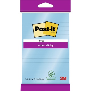 Sticky notes POST-IT Super Sticky, XXL, lined, 102x152mm, 1x45 sheets, blue