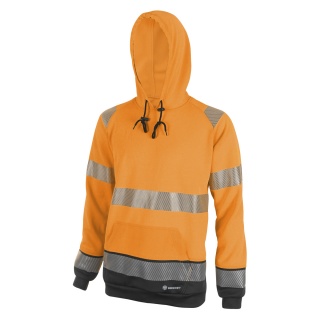 Warning hooded sweatshirt BEESWIFT, size M, orange/black