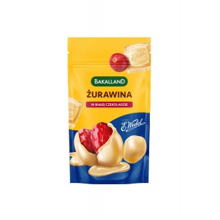 Cranberries in white chocolate, BAKALLAND, 74g