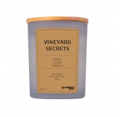 Świeca sojowa DONAU HOME, w szarym szkle, drewniana pokrywa i knot, Vineyard Secrets, 200g