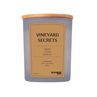 Soy candle DONAU HOME, in glass, wooden lid and wick, Vineyard Secrets, 200g