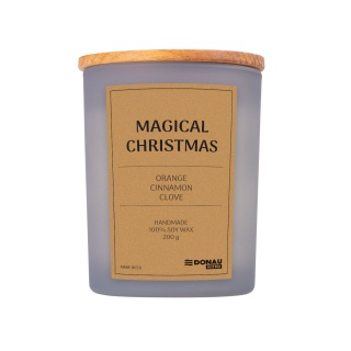 Soy candle DONAU HOME, in glass, wooden lid and wick, Magical Christmas, 200g