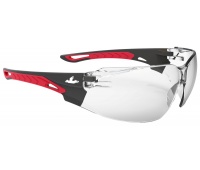 Safety glasses MCR Sennen, clear UV lenses, black-red frames