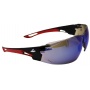 Safety glasses MCR Sennen, blue mirror lenses, black-red frames