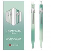 Zestaw długopis 849 i ołówek 844 CARAN D'ACHE Misty Forest, w etui, zielony