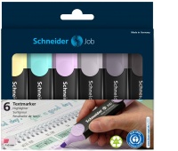 Highlighter set SCHNEIDER Job Pastel Grey, 1-5 mm, 6pcs, color mix