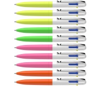 Automatic pen SCHNEIDER TAKE 4 Neon, M, 4 refill colors, 10 pcs, color mix