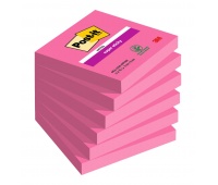 Karteczki samoprzylepne Post-it® Super Sticky (654-6SS-PNK), 76x76mm, 6x90 kart., fuksja