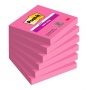 Karteczki samoprzylepne Post-it® Super Sticky (654-6SS-PNK), 76x76mm, 6x90 kart., fuksja, Bloczki samoprzylepne, Papier i etykiety