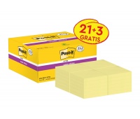 Karteczki samoprzylepne Post-it® Super Sticky (622-SSCY-24VP), 47,6x47,6mm, 21x90 kart.+3x90 kart. gratis, żółte