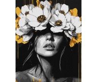 Paint by numbers IDEYKA, 40x50cm, metallic, harmony of petals, 1 pcs, in a box