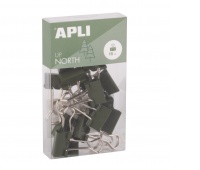 Klipy do dokumentów APLI Up North, 19mm, 15szt, pudełko z zawieszką, khaki
