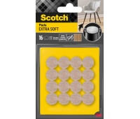 Miękkie podkładki z wełny SCOTCH, samoprzylepne, okrągłe, 17mm, 16 szt., beżowe