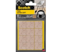Miękkie podkładki z wełny SCOTCH, samoprzylepne, kwadrat, 24x22mm, 12 szt., beżowe