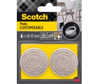 Regulowane podkładki filcowe SCOTCH, samoprzylepne, okrągłe, 19-37mm, 4 szt., beżowe
