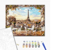 Paint by numbers BRUSHME, 40x50 cm, café with a view of the Eiffel Tower, 1 pc, in a box
