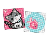 Diamentowa mozaika na magnesie IDEYKA, 9x9 cm, kids, ryba i kotek, 2 szt.
