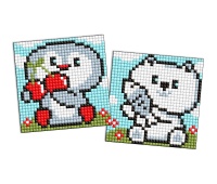 Diamond mosaic on magnet IDEYKA, 9x9cm, kids, penguin and bear, 2 pcs