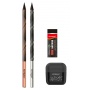 School kit KEYROAD Black Pencil Set, 2x black pencil + eraser + sharpener, blister, black