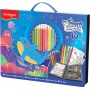 Art kit KEYROAD Ocean, 65 pieces, box with handle, blue