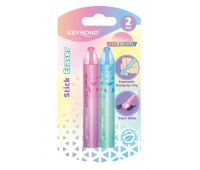 Eraser KEYROAD, iridescent, in pen, 2 pcs, blister, color mix