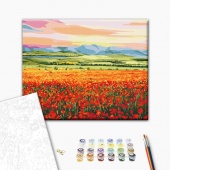 Malowanie po numerach BRUSHME, 40x50 cm, zachód słońca nad polem kwiatów, 1 szt., w pudełku