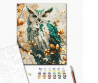 Paint by numbers BRUSHME, 40x50 cm, gold, emerald owl, 1 pc, in a box