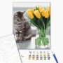 Malowanie po numerach BRUSHME, 40x50 cm, kot z tulipanami, 1 szt., w pudełku, Produkty kreatywne, Artykuły szkolne