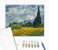 Malowanie po numerach BRUSHME, 40x50 cm, pole z zieloną pszenicą i cyprys, 1 szt., w pudełku