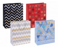 Gift bag DONAU HOME, laminated, 25x30x10cm, all year round, string, mix patterns