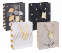 Gift bag DONAU HOME, laminated, 25x30x10cm, all year round, string, mix patterns