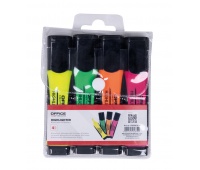 Highlighter set OFFICE PRODUCTS with rubber grip, 2-5 mm, 4pcs, in a case, color mix