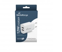 Adapter MEDIARANGE 12W, fast charging, 2xUSB-A, white