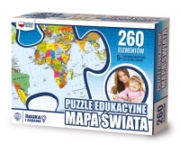 Educational puzzle GŁOWALA, map of the world, 260 elements, 60x40cm