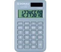 Kalkulator kieszonkowy DONAU TECH, 8-cyfr. wyświetlacz, wym. 97x60x10 mm, jasnoszary