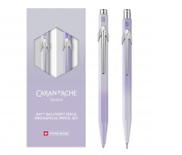 Zestaw długopis 849 + ołówek 844 Caran d’Ache Blooming Lavender, w etui, liliowo-szary